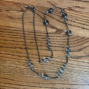 J.Crew | Glass Bauble Station Necklace | Gunmetal Grey | 34” Length